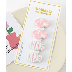 Babyhug Fish Shaped Hair Clips Pack of 4 - White Lilac & Pink