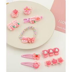 Babyhug Hair Pins And Clips  With Floral Applique Free Size - Pink