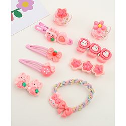Babyhug Hair Pins And Clips  With Floral Applique Free Size - Pink