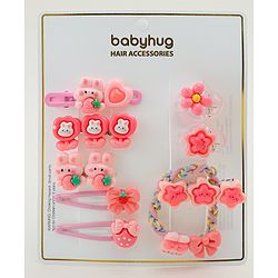 Babyhug Hair Pins And Clips  With Floral Applique Free Size - Pink