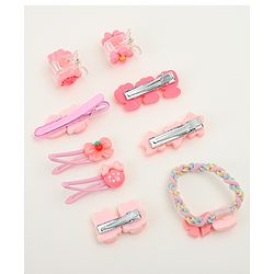 Babyhug Hair Pins And Clips  With Floral Applique Free Size - Pink