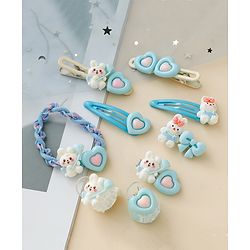 Babyhug Hair Pins And Clips  With Bunny Applique Free Size - Light Blue