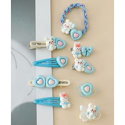 Babyhug Hair Pins And Clips  With Bunny Applique Free Size - Light Blue