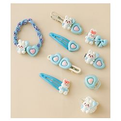 Babyhug Hair Pins And Clips  With Bunny Applique Free Size - Light Blue