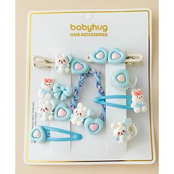 Babyhug Hair Pins And Clips  With Bunny Applique Free Size - Light Blue