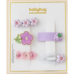 Babyhug Hair Pins And Clips With Floral Applique Free Size - Purple