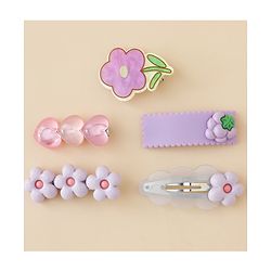 Babyhug Hair Pins And Clips With Floral Applique Free Size - Purple