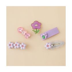 Babyhug Hair Pins And Clips With Floral Applique Free Size - Purple