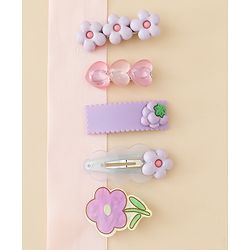 Babyhug Hair Pins And Clips With Floral Applique Free Size - Purple