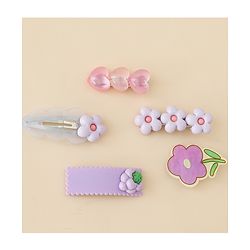 Babyhug Hair Pins And Clips With Floral Applique Free Size - Purple