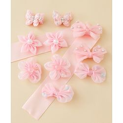 Babyhug Free Size Bow & Butterfly Clips Set of 10 - Light Blue