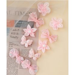 Babyhug Free Size Bow & Butterfly Clips Set of 10 - Light Blue