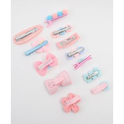 Babyhug Free Size Hair Pins & Clips With Floral Heart & Bow Applique Pack of 12  - Multicolour