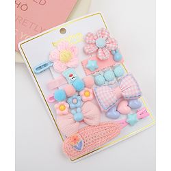 Babyhug Free Size Hair Pins & Clips With Floral Heart & Bow Applique Pack of 12  - Multicolour