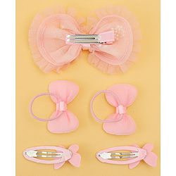 Babyhug Free Size Floral & Bow Applique Hair Accessories Combo Sets - Pink