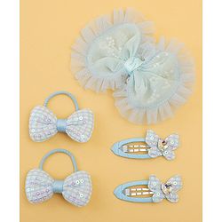 Babyhug Free Size Floral & Bow Applique Hair Accessories Combo Sets - Pink