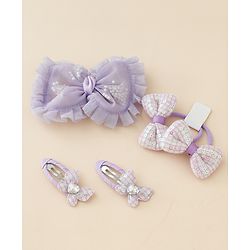 Babyhug Free Size Floral & Bow Applique Hair Accessories Combo Sets - Pink