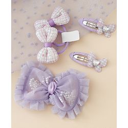 Babyhug Free Size Floral & Bow Applique Hair Accessories Combo Sets - Pink