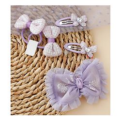 Babyhug Free Size Floral & Bow Applique Hair Accessories Combo Sets - Pink