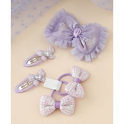 Babyhug Free Size Floral & Bow Applique Hair Accessories Combo Sets - Pink