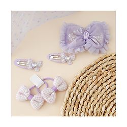Babyhug Free Size Floral & Bow Applique Hair Accessories Combo Sets - Pink
