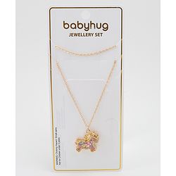Babyhug Free Size Necklace With Unicorn Applique - Gold & Pink