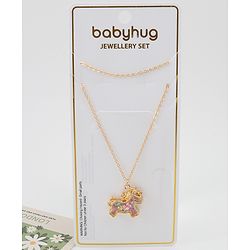 Babyhug Free Size Necklace With Unicorn Applique - Gold & Pink