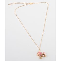 Babyhug Free Size Necklace With Unicorn Applique - Gold & Pink