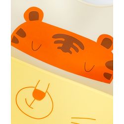 Babyhug Adjustable Silicone Bib for Toddlers - Beige Orange Tiger Print| Soft & BPA-Free| 5-Gear Neck Adjustment| Easy to Clean| Crumb Catcher| Roll-able Travel-Friendly