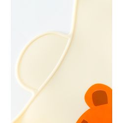 Babyhug Adjustable Silicone Bib for Toddlers - Beige Orange Tiger Print| Soft & BPA-Free| 5-Gear Neck Adjustment| Easy to Clean| Crumb Catcher| Roll-able Travel-Friendly