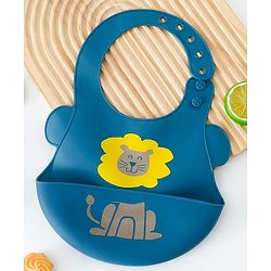 Babyhug Adjustable Silicone Bib for Toddlers - Beige Orange Tiger Print| Soft & BPA-Free| 5-Gear Neck Adjustment| Easy to Clean| Crumb Catcher| Roll-able Travel-Friendly