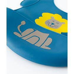 Babyhug Adjustable Silicone Bib for Toddlers - Beige Orange Tiger Print| Soft & BPA-Free| 5-Gear Neck Adjustment| Easy to Clean| Crumb Catcher| Roll-able Travel-Friendly