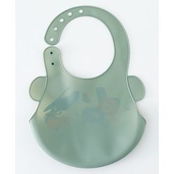 Babyhug Adjustable Silicone Bib for Toddlers - Beige Orange Tiger Print| Soft & BPA-Free| 5-Gear Neck Adjustment| Easy to Clean| Crumb Catcher| Roll-able Travel-Friendly