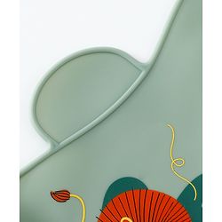 Babyhug Adjustable Silicone Bib for Toddlers - Beige Orange Tiger Print| Soft & BPA-Free| 5-Gear Neck Adjustment| Easy to Clean| Crumb Catcher| Roll-able Travel-Friendly