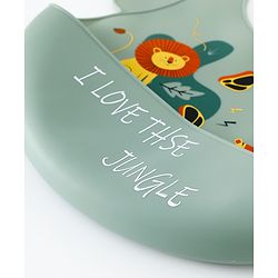 Babyhug Adjustable Silicone Bib for Toddlers - Beige Orange Tiger Print| Soft & BPA-Free| 5-Gear Neck Adjustment| Easy to Clean| Crumb Catcher| Roll-able Travel-Friendly