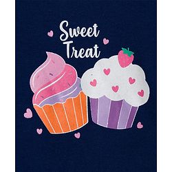 Babyhug 100% Cotton Interlock Knit Full Sleeves Onesie with Cupcake Print - Navy Blue
