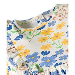 Babyhug 100% Cotton Single Jersey Knit Full Sleeves Onesies With Floral Print - White