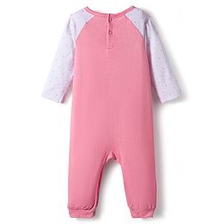 Babyhug 100% Cotton Interlock Knit Full Raglan Sleeves Romper with Teddy Print - Pink