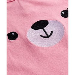 Babyhug 100% Cotton Interlock Knit Full Raglan Sleeves Romper with Teddy Print - Pink