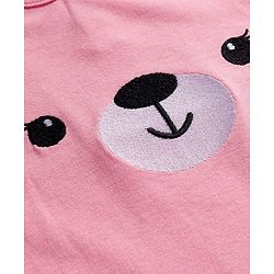 Babyhug 100% Cotton Interlock Knit Full Raglan Sleeves Romper with Teddy Print - Pink