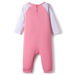 Babyhug 100% Cotton Interlock Knit Full Raglan Sleeves Romper with Teddy Print - Pink