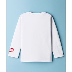 Babyhug Marvel Single Jersey Knit Full Sleeves T-Shirt with Captain America Sheild Graphic & Badge Detailing - White