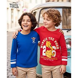 Babyhug Disney Single Knit Jersey Full Sleeves T-Shirts with Front & Back Winnie & Tigger Graphics Pack of 2 - Red & Blue