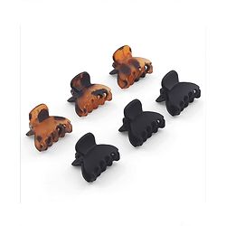 Babyhug Solid Hair Claw Clip Free Size Brown & Black - Pack of 6