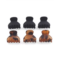 Babyhug Solid Hair Claw Clip Free Size Brown & Black - Pack of 6