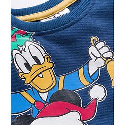 Babyhug Disney Terry Knit Full Sleeves Sweatshirt With Mickey & Friends Graphics - Navy Blue