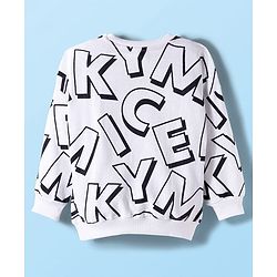 Babyhug Disney Terry Knit Drop Shoulder Full Sleeves Oversized Sweatshirt With Mickey Mouse Graphics - White