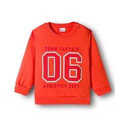 Babyhug Knit Premium Light Gauge Terry FUll Sleeves T-Shirt & Denim Jeans Set with Number Graphic - Orange & Blue