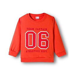 Babyhug Knit Premium Light Gauge Terry FUll Sleeves T-Shirt & Denim Jeans Set with Number Graphic - Orange & Blue