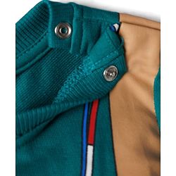 Babyhug Knit Premium Light Gauge Terry Full Sleeves T-Shirt & Denim Jeans Set With Backpack Print - Teal & Navy Blue